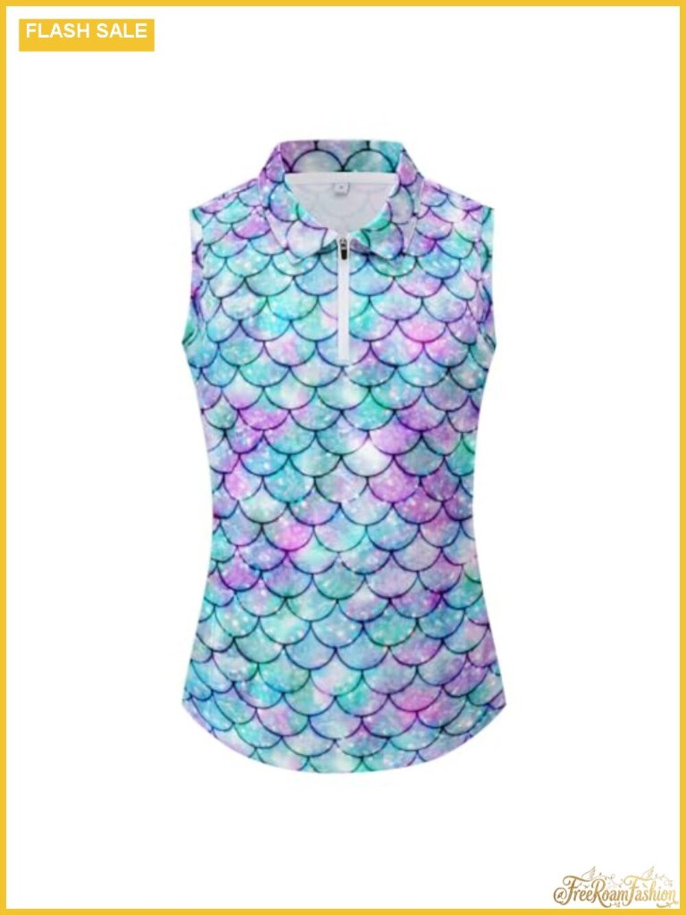 Women's Sleeveless Golf Polo Zip Up Quick Dry Tennis Tank Top
